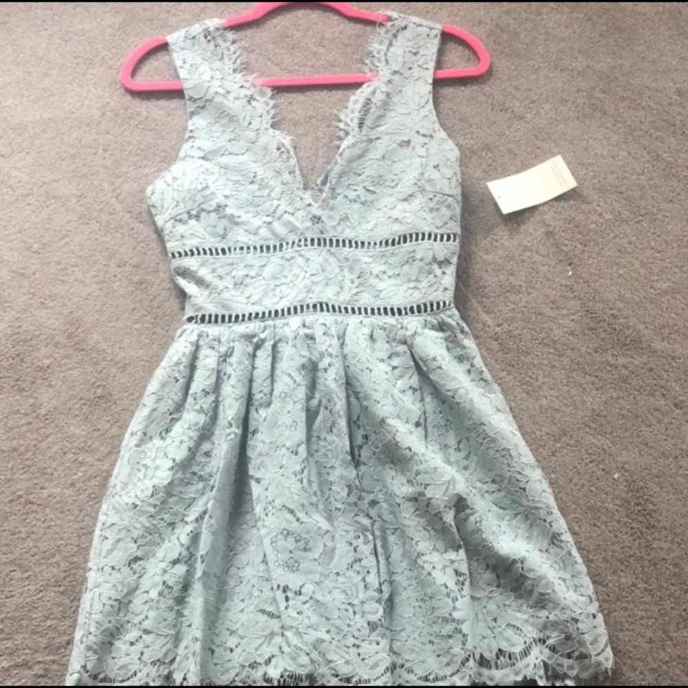 Tobi light blue lace dress